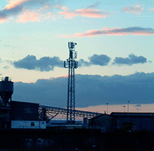 cell site tower in sunset
